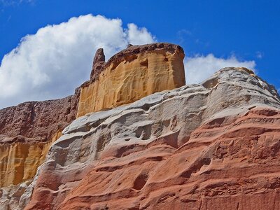 Curved sandstone cliff of Echo Amphitheatre in Carson National Forest, New Mexico